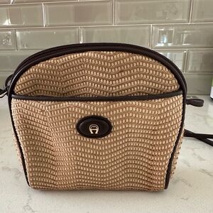 Vintage  Etienne Aigner Woven Straw & Leather Handbag Purse